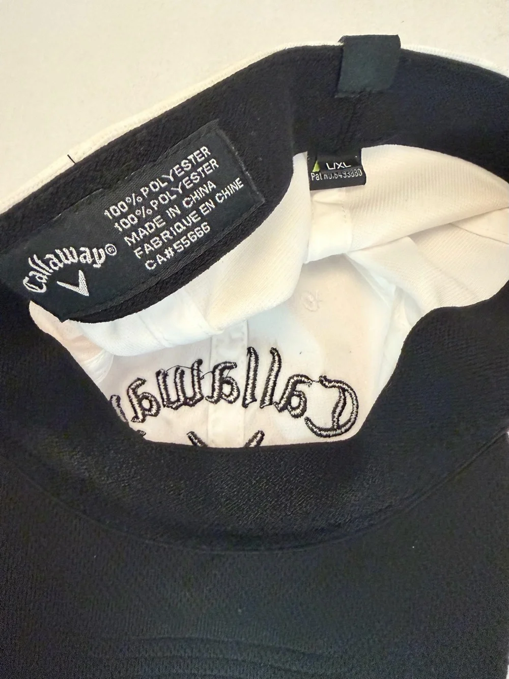 Callaway Golf White Black Embroidered Performance Hat Fitted L/XL
